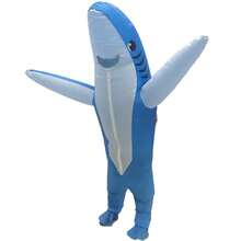 Adult Bold Blue Shark Inflatable Costume, Full Body Mascot Outfit, Halloween Party, Annual Party, Funny Role Play Performance Costume - Multicolor - View 7