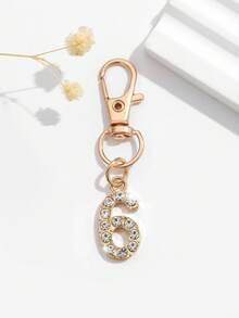 1pc Fashionable European And American Creative Versatile Cute Mini Lucky Number 1-25 Keychain Bag Charm, Suitable For Women's Car Keys, Bag Decoration And Gift Giving - Gold - View 27
