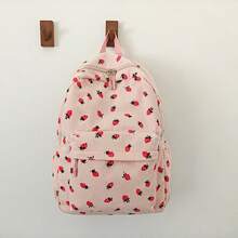 Customized Backpack With Embroidery, Personalized Text, Strawberry Print, Fashion, Casual, Versatile Backpack, Comes With Various Small Accessories, Ideal Gift For Girlfriend, Friend - Multicolor - View 8