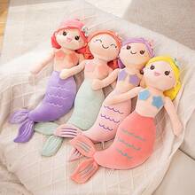 1個可愛美人魚絨毛娃娃，表情可愛，可愛美人魚小雕像桌面裝飾品，家居裝飾，拍照道具，送給朋友和閨蜜的禮物，節日禮物，生日禮物，聖誕節和萬聖節禮物 - 彩色 - 查看 4