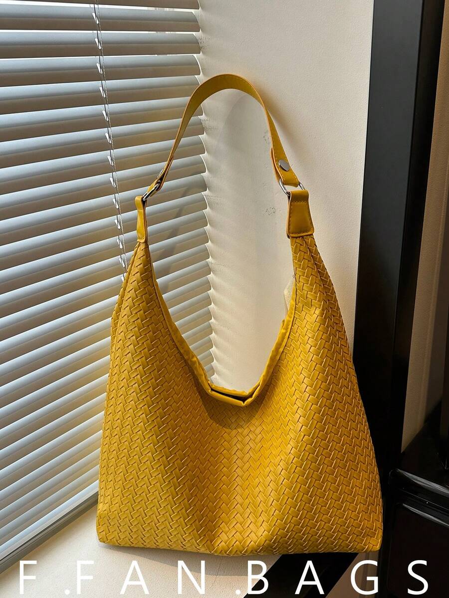 2026 New Fashion Women's Shoulder Bag Woven Bucket Bag Minimalist Large Capacity Tote Bag - Yellow - View 1