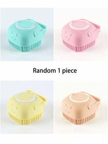 1pc Pet Bath Brush, Silicone Massage Rubber Bath Comb With Shampoo Dispenser, Grooming Tool For Dogs And Cats, Random Color - Multicolor - View 11