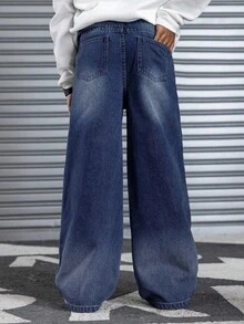 Young Boy Fashion Casual Straight Leg Jeans - Blue - View 3