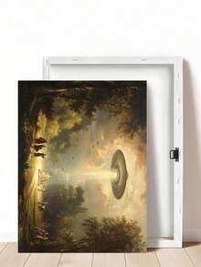 1pc Vintage Black Cat Surreal Art, Funny Alien UFO Wall Decor, Victorian Landscape Wall Art, Ideal Gift,Suitable For Bedroom,Living Room,Kitchen,Wall Arts,Wall Decor,Home Decor,Room Decor,Canvas Wall Art,Posters, Wall Art With Frame, Optional Frame - 1PCS - View 25