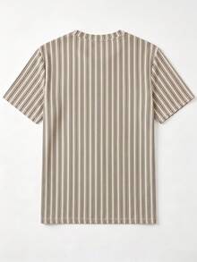 Men's Summer Striped Crew Neck Casual T-Shirt And Casual Shorts Beach Set - Light Grey - View 4