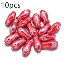 10件/包 陶瓷魚珠 10x20mm 雙面彩色波點魚珠，適用於手鍊、項鍊、DIY手機鍊、吊墜、鑰匙圈配件 - 雙色小魚珠 - 查看 20