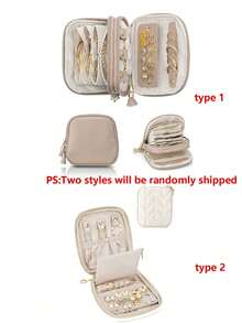 1个旅行首饰收纳盒，小型首饰袋，带隔层，适合女性旅行，可收纳项链、耳环、手链，是送给妈妈、朋友的绝佳礼物 - 彩色 - 查看 14