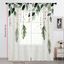 2 pièces Rideaux transparents et vaporeux élégants et luxueux style féerique avec plumes vertes et décoration dorée, design d'art moderne convenant pour la cuisine, le salon, la chambre, le balcon, parfait pour Halloween, Noël et autres décorations de fêtes, lavable en machine toutes saisons, décoration de maison, tissu léger et durable, rideaux créant une atmosphère de fête, essentiel pour la décoration intérieure, rideaux décoratifs transparents 2D - Multicolore - Voir 12