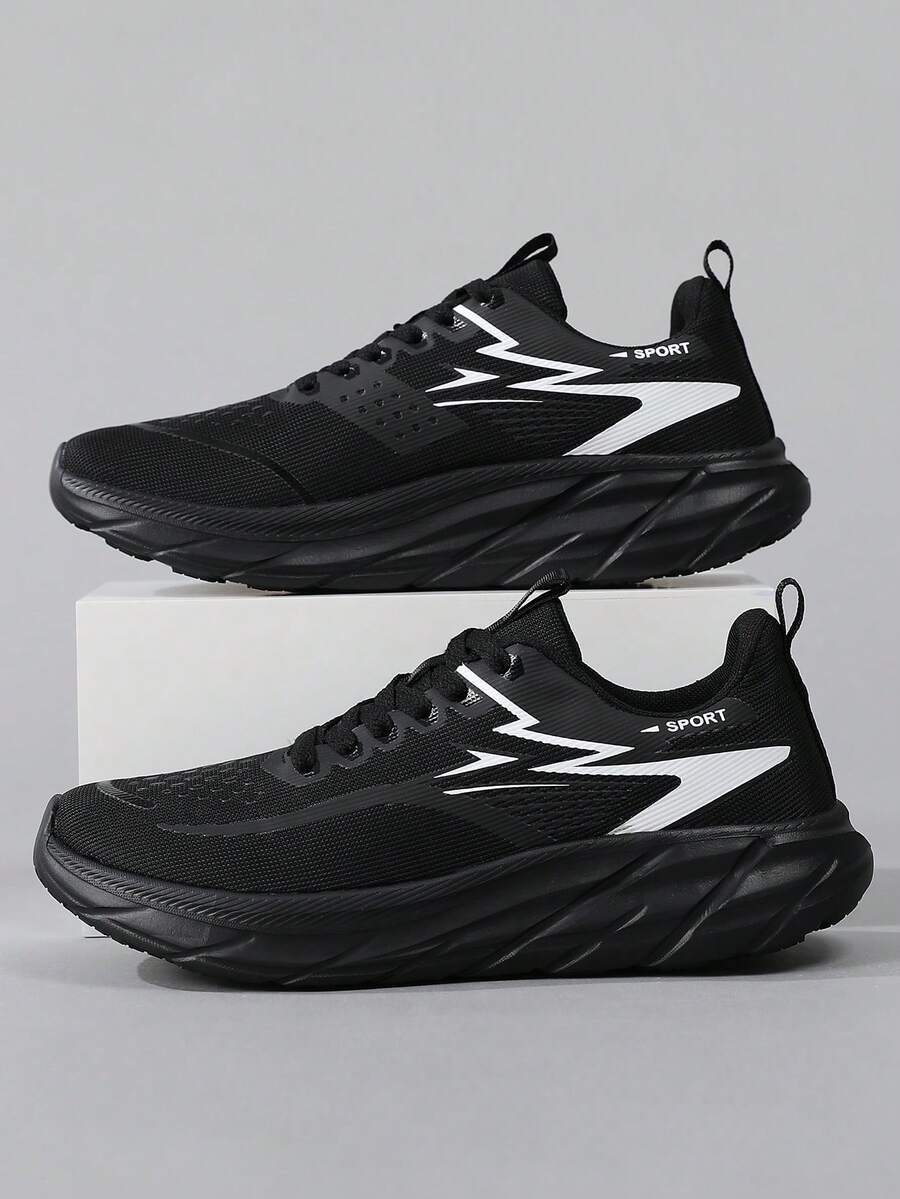Men's 2026 New Minimalist Classic Casual Comfortable Fashion Sneakers - Breathable, Stylish High Street Low-Top Shoes, Lace-Up, Breathable Mesh, All-Season Wear, Fabric Upper, EVA Sole, Lightweight Flat Versatile Men's Sports Shoes, Student Shoes, Black Shoes, Outdoor Hiking Street All-Season Suitable, Lightweight Durable Training Running Shoes - Black - View 1