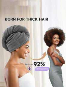 1pc Super Soft Microfiber Absorbent Quick-Dry Hair Towel, Soft Comfortable Bath Towel, Super Absorbent Hair Wrap, Anti-Frizz Wet Hair Shower Cap - Multicolor - View 6
