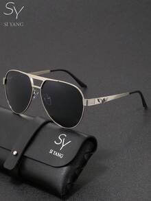 SY SI YANG Marke 1 Paar Herren & Damen Metall Lässig Aviator Rahmen Mode Mode Brille, geeignet für Urlaub, Ausflüge und Outfit-Kombinationen, vielseitige Mode-Stil Brille für den Alltag, mit exquisiter Brillen-Aufbewahrungstasche und Reinigungstuch - A - Übersicht 2