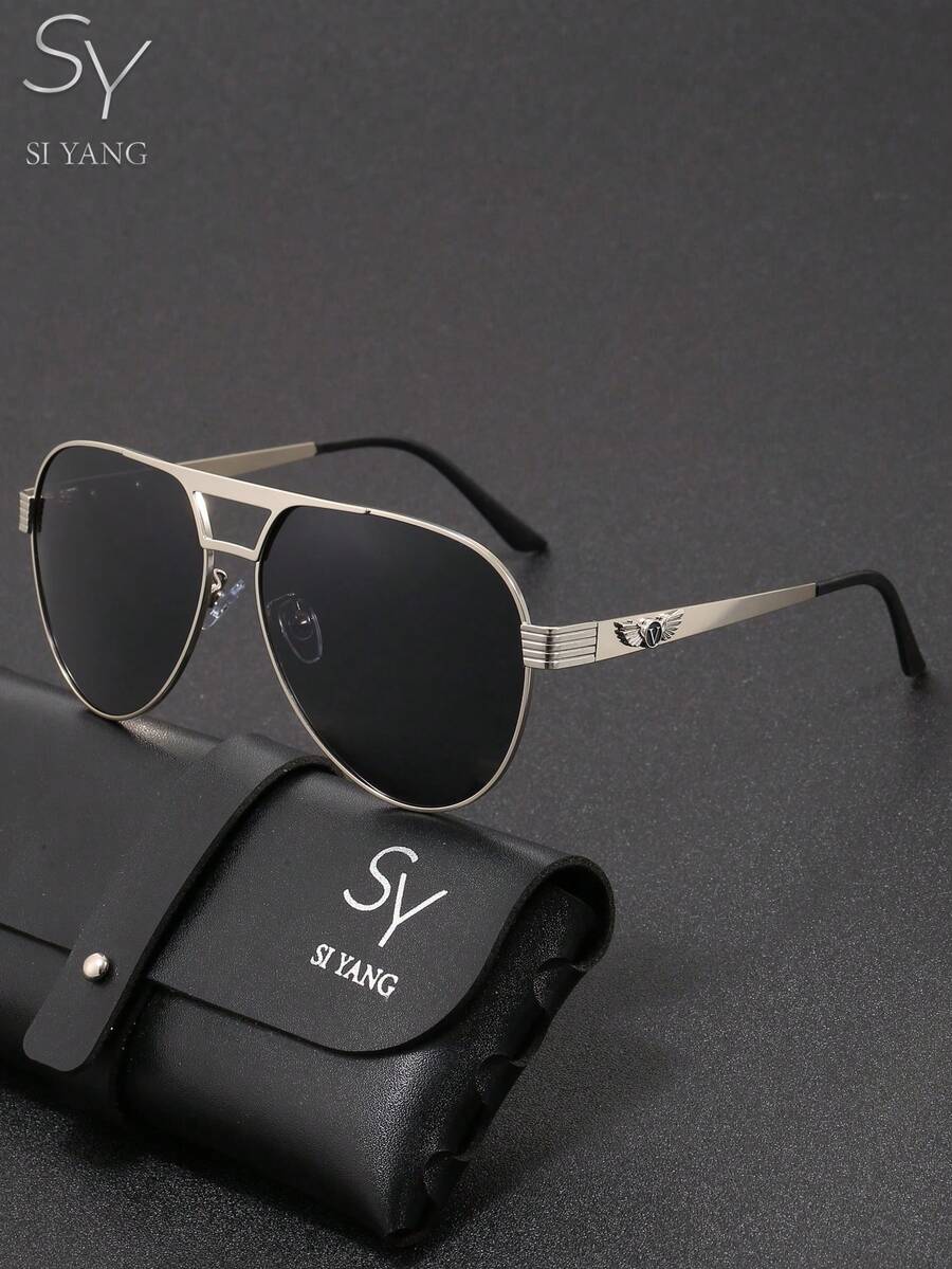 SY SI YANG Marke 1 Paar Herren & Damen Metall Lässig Aviator Rahmen Mode Mode Brille, geeignet für Urlaub, Ausflüge und Outfit-Kombinationen, vielseitige Mode-Stil Brille für den Alltag, mit exquisiter Brillen-Aufbewahrungstasche und Reinigungstuch