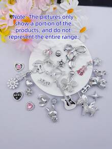 Random Silver Rhinestone Shoe Decorations, Including Shiny Star, Flower, Animal DIY Shoe Accessories, Suitable For Garden Shoes, Sandals And Other Detachable Resin Accessories, Holiday Gift - Silver - View 6