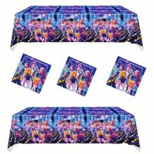 KPop Demon Hunters New Tablecloth - Blue Series "Party Demon Hunter" Birthday Party - Animated Movie - Disposable Decorative Tablecloth Set - Popular Party Supplies For Girls And Children - Party Tablecloth - View 7