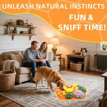 KM-P Dog Snuffle Mat Puzzle Slow Feeder Treat Hiding Toy With Squeaky Bee, Machine Washable Non-Slip Hidden Snack Mat - Yellow - View 5