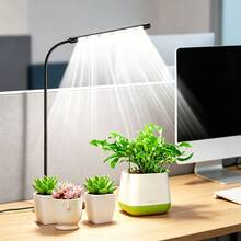 植物生長燈，6000K 全光譜鵝頸燈，適用於室內盆栽植物、盆栽/植物/室內植物，可調光，附自動定時器，4/8/12 小時 - 黑色 - 查看 6