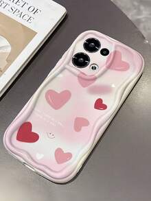 1pc Creamy Dopamine Wave Ruffle Soft TPU Texture Creative Personalized Full-Screen Heart Letter Pattern Phone Case Compatible With Galaxy S21 S22 S23 S24 S25 S26//Honor// And Other Models - White - View 1