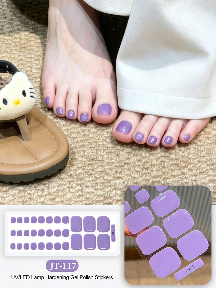 跨境新款半固化凝膠夏季腳趾甲貼片，亮片閃亮設計，現貨批發，防水且持久
