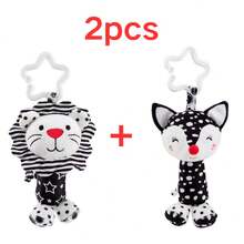 Cute Fun Black‑White Small Rattle, Zebra Fox Lion Elephant Plush Crib & Stroller Hanging Toy, Infant Play Toy To Catch Attention, Nice Gift For Boys & Girls For Birthday, Christmas And Holiday Occasions - Multicolor - View 18