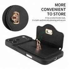 eaacaa Apple Card Holder Phone Case, A Perfect Fit Phone Case With Protective Function, Crossbody Wallet Phone Case Design, Paired With Pearl Chain, Suitable For Various Occasions, Durable And Sturdy, Perfect As A Loving Gift For Parents And Partners - Black - View 9