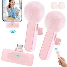 Wireless Microphone For Phone, Wireless Lavalier Microphone, Clip-On Microphone, Wireless Microphone For Android, Clip-On Wireless Microphone With Wireless Function, USB-C Rechargeable, Noise Cancelling Audio Device For Live Streaming, Vlog (40mAh) - View 1
