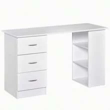 120CM Computer Desk Writing PC Table Workstation Laptop W/ 3 Shelf & Drawers UK - White - View 6