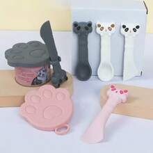 1 pieza Cuchara multifuncional con cabeza de panda para lata de mascota, cuchara de silicona para comida húmeda con abridor de lata integrado, espátula de alimentación para eliminar residuos de comida enlatada para gatos y perros - 10 g - Ver 12