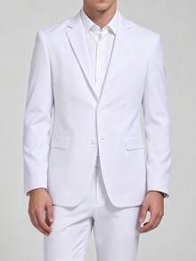 Men's Regular Fit Lightweight Single-Breasted 1pc Suit Jacket, Classic Business Separates Style, Suitable For Daily Work, Office, Wedding And More Occasions - White - View 7