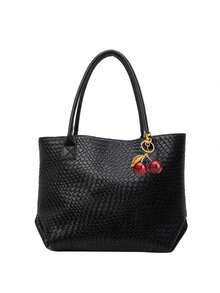 Fashionable Shoulder Tote Bag, Niche Design, Solid Color Shoulder Bag, Suitable For Daily Outings, Shopping, Work And Commuting - Black - View 6