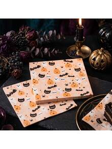 32pcs Halloween Napkins Ghost Witch Bat Design Halloween Party Decoration Kitchen Dining Table Party Set Theme Party Indoor Home Decor - Multicolor - View 3