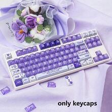 Juego de 172 teclas Campo de Flores de Verano Púrpura PBT+PC Translúcido Altura OEM Teclas de Teclado Mecánico Compatible con 61/64/75/87/98/104 - Ver 2