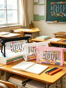 Maestra 主題夏季透明鉛筆盒，西班牙教師節禮物化妝包，Maestra 字母圖案化妝包，防水拉鍊鉛筆袋，給她的禮物，返校必備透明鉛筆盒，可愛鉛筆盒，學校用品，鉛筆袋，背包，文具教師節禮物袋，給老師的禮物，老師便攜式旅行盥洗包，返校季和教師節可愛老師禮物 - 彩色 - 查看 6