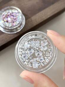 1 Box Sparkling Heart Rhinestone Ring Nail Art DIY Decor Kit, Luxury 3D Nail Accessories, Shiny Manicure Supplies Nail Charms - Multicolor - View 5