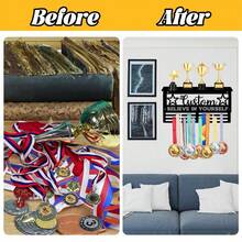 Customizable Wall Mount Metal Medal & Trophy Display Rack Sports Award Holder, Sports Display Metal Wall-Mounted Trophy &Award Holder - Multicolor - View 6