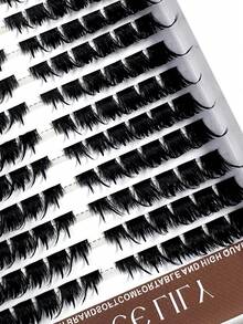 144pcs/Boxes Fox Fairy Manga Clusters Lashes 10-18mm Spike Anime Lashes DIY Clusters Eyelash Natural Volume Individual Lashes Makeup Tools - 黑色 - 查看 4