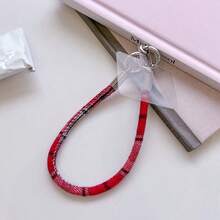 1pc,Vintage Plaid Thin Fabric Phone Wrist Lanyard, Color Block Check Anti-Lost Strap For Phone & Key Bag Accessory - Multicolor - View 3