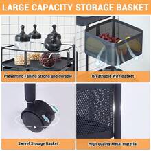 Space Saving 6-Tier Rotating Metal Mesh Kitchen Storage Rack – Rolling Organizer Shelf With Lockable Wheels, Mesh Basket Design, Easy Access, Multi-Purpose For Pantry, Bathroom, Laundry - View 4