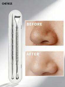 OEIEZ Portable Double Head Blackhead Remover Stainless Steel Pore Scraper Deep Cleansing Tool For Face Nose Skin Care - Silver - View 3