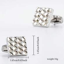 Smooth Rhinestone Inlaid Electroplated Silver Cufflinks, Men's French Shirt Cufflinks - Silver - View 7