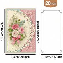 20pcs Vintage Lace Floral Aesthetic Wall Collage Kit, Small Posters For For Home Room Decor, Retro Lace Rose Teen Dorm Photo Wall Art Decor, Postcards, Perfect For Scrapbooking & Crafting - A - View 2