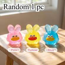 Cute Transparent Glitter Rabbit Squishy, Cute Long-Eared Animal Stress Relief Toy, Portable Hand Sensory Toy & Party Gift - Multicolor - View 12
