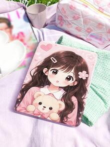 1pc Cartoon Girl Holding Bear Pattern Tablet Protective Case, With Pencil Slot, Tri-Fold Tablet Stand Protective Shell, Compatible With IPad 10.2 Inch Pro 11 2021/2020 /10th Gen/ (A16) 11 Inch 11th Gen 2025 8th/9th/10th Gen, Compatible With Samsung Galaxy Tab A8 10.5 Inch 2022, Matepad 10.4/ Tab/, Supports Sleep/Wake, Gift For Kids / Gift For Family, Romantic And Practical Gift. - Multicolor - View 3