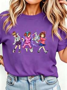 Junie B Teacher Shirt Junie B Jones Kindergarten Teacher T-Shirt Teacher Life T-Shirt Teacher Gift Women Round Neck Printed Camisa Pink - 紫色 - 查看 1