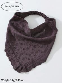 1件原創花卉刺繡捲邊女款髮帶頭巾，適合日常與度假使用，夏季髮飾沙灘圍巾度假頭巾 - 紫薯色 - 查看 5
