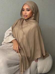 1pc 180*70cm Women's Solid Color Viscose Fiber Breathable Soft Modal Hijab Scarf, Suitable For Abaya Robe, Anti-Slip,Beach,Holiday,Travel Essential,Holiday - Viscose Hijab - View 5