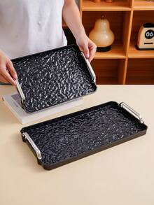 1 pieza Bandeja con efecto de ondas de agua, Bandeja para exhibición de pasteles para decoración de festivales y bodas, Bandeja de almacenamiento - Negro - Ver 4