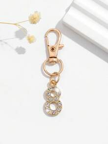 1pc Fashionable European And American Creative Versatile Cute Mini Lucky Number 1-25 Keychain Bag Charm, Suitable For Women's Car Key Bag Decoration And Gift - Gold - View 25