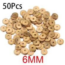50入不鏽鋼扁圓盤隔珠 4mm-10mm 空白圓形散珠 珠孔1.2mm DIY珠寶配件隔珠 - 金黃色 - 查看 7