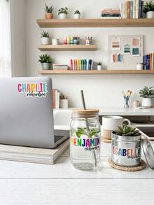 10pcs Custom Rainbow Name Stickers, Personalized Colorful Name Decals, Stickers Labels , Back To School Supplies, Water Bottles, Laptops - Multicolor - View 5