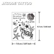 JKCODE TATTOO OCEAN MINIMAL TATTOO-草本紋身貼紙 INS 風格可愛設計-INS 風格-海洋主題島嶼風格圖案-鯊魚紋身-女孩可愛紋身時尚配件，手指、手、頸部，持久防水 15 天 - 淺灰色 - 查看 7